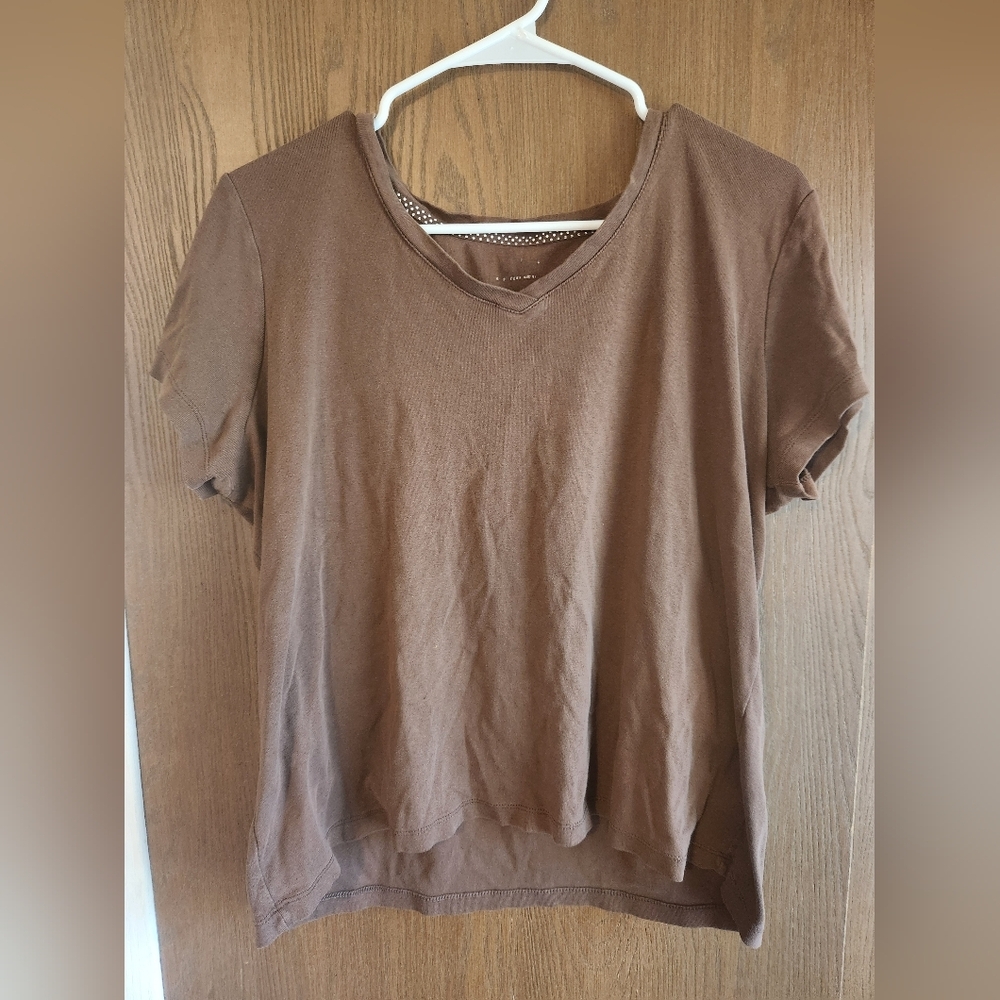 Brown V-Neck Women's Top